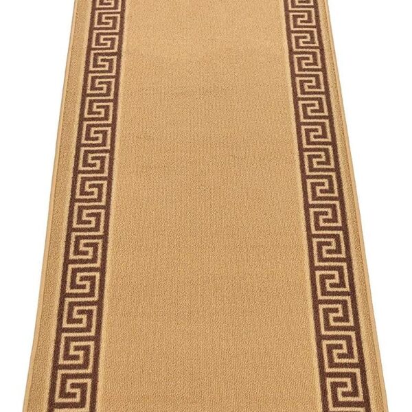 26 Inch Wide X Your Choice of Length Custom Size Hallway Runner Rug 26 Inch X 10 feet Slip Resistant Meander Brown 