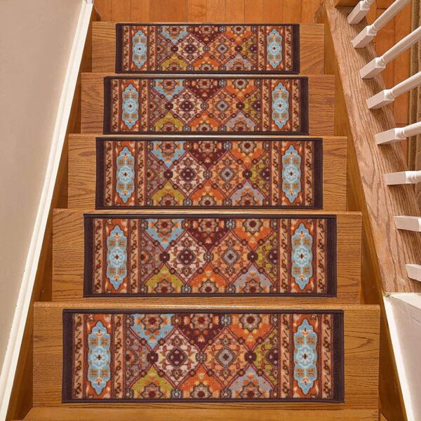 carpet stair treads set of 7 bakhtiari design in Multicolor